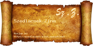 Szedlacsek Zina névjegykártya